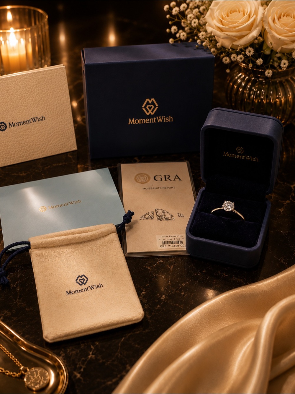 Moment Wish MOISSANITE Ring in Silver SIZE 8 (1.0 CT)